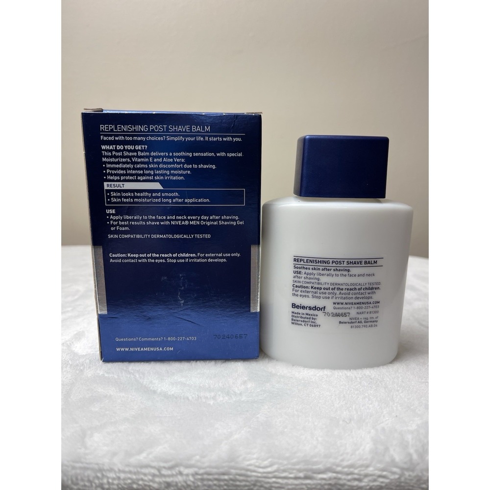 NIVEA MEN REPLENISHING POST SHAVE BALM 3.3 Oz Glass Bottle Rare - Picture 2 of 6